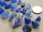Genuine Beach Sea Glass Surf Tumbled Blue Light Cornflower Lava Bonfire Small S1
