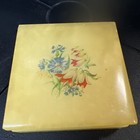 Vintage Trinket Box 3 5  Jewelry Hinged Stone Floral Design 