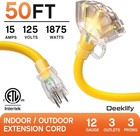 50 Ft 12 Gauge Heavy Duty Extension Cord With Multiple Outlets 50 Feet 3 Outlet