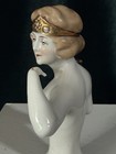 Antique German Art Deco Pin Cushion Half Doll Lady With Gold Hair Crown Band
