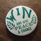 Hoard Nos Original 1960s Pinback Button Vietnam War Win And Give Peace A Chance