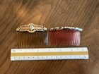 Vintage Hair Accessories Gold Tone Tortoise Shell Combs Set Of 2 