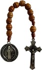 Saint Benedict Medal Prayer Pocket Rosary Catholic Brown Wood Beads With Meda   