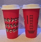 Starbucks 2019 Red Holiday Reusable Cups     Set Of 2     New     Limited Edition