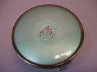 Vtg Nice Early Powder Cream Lidded Trinket Jar Dish Thick Glass W  Roses Flowers