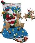Bucilla Reindeer Santa Felt Stocking Kit 18 Inch Christmas Embroidery Craft