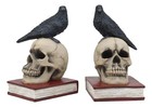 Ebros Raven Crow Perching On Skull With Ancient Book Bookends Set 7 5  Tall
