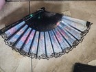 Traditional Silk Printed Japanese Folding Hand Fan Color Black