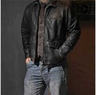 Men   s Motorcycle Biker Vintage Cafe Racer Distressed Black Real Leather Jacket