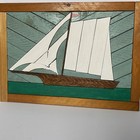 Lath Art Wood Folk Art Ship Signed 16 X 11 5    Nautical Vintage Picture Folk Euc