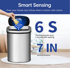 Bestoffice 13 Gal Touchless Trash Can W  Lid Stainless Steel Odor Control Oval