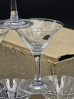 Nos  6 Vtg Noritake Sasaki Etched Cocktail Martini Glasses W Box Tiki Bamboo 