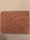 Leather Vintage Wallet Hand Tooled Cat Face Design 1970 s New Condition  Meow