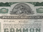 Pacific Coast Aggregates 1944 Stock Certificate Angelo Bank Of San Francisco