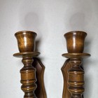 Set Of 2 Vintage Midcentury Brown Wooden Candle Holder Wall Sconces 15 5 