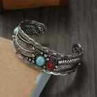 Boho 925 Sterling Silver Vintage Turquoise Tibetan Tibet Bracelet Bangle Cuff