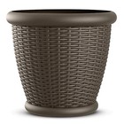 Suncast Willow 18  Plastic Decorative Wicker Patio Planter Pot  Java  3 Pack 