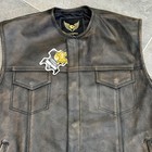 Mens Motorcycle Vest 5xl Distressed Brown Leather Moto Club Vest Biker Apparel