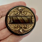 Antique Vintage Art Nouveau Brass Choclate Carmel Color Celluloid Center Button