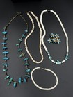 Vintage Heishi Turquoise   Shell Necklace  Tigers Puka  Puka And Turq  Brooch