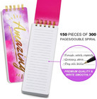 Spiral Memo List Pad  Sturdy Covers  3x8 5  300 Pages  Splashy Notes For School 