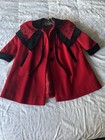 Rothschild Vintage Red Black Wool Velvet Coat Girls Size  2t  Exceptional