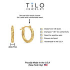 14k Real Solid Gold Hand Engraved Diamond-cut Round Small Hoops Earrings 13mm