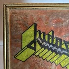 Vtg Judas Priest Carnival Foil Glass Framed Art 