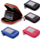 Rfid Blocking Leather Wallet Anti-theft Case Zip Holder For Travel Credit Cards