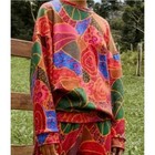 Farm Rio Hidden Animals Womenssweatshirt Tropical Colorful Print Nwt Xl