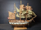 Vintage 12 x12  Wood Model Ship Boat  the Danmark  Assembled 1933 De02