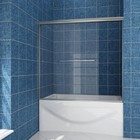 Sunny Semi-frameless Bathtub Shower Door Bypass Sliding 60  X 57  Brushed Nickel
