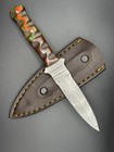 Beautiful Handmade Damascus Steel Fixed Blade Dagger Belt Or Boot Knife   Sheath