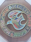 Mcm Vtg Enameled Art Joy Love Hope Faith Peace Dove Wall Hanging Wood Hippy Boxc