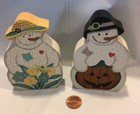 2 Sided Hand Painted Snowman Christmas Holiday Figurine Winter Spring Etc 4 1 4 
