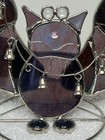 Spooky Hollow Halloween Purple Bat Stained Glass Candle Holder Indoor Decor 2003