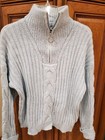 Venus Size Large Oversized 1 4 Zip Sweater Heathered Blue Cable Knit Soft