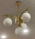 Antique Vintage Art Deco Old Fixture Ceiling Brass Hanging Chandelier Light Milk