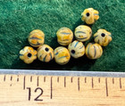  10  Huron Indian Turquoise Color Small Melon Glass Indian Trade Beads 1800s