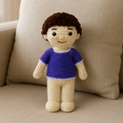 Crochet Boy Doll     Cute Amigurumi Plush Toy In Purple Shirt   Gift For Kids