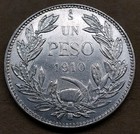 Chile 1910-so Un Peso Santiago Silver Coin One-year Type