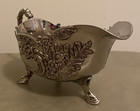 Vintage Silver Plated Gravy Boat Floral   Leaf Unmarked 7  X 4  X 2 5  Damage