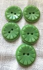 14 Green Vintage Glass Plastic Ridged Buttons Sewing Crafts Rhinestone