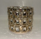 Bath   Body Works Gold Cz 3 Wick Candle Holder Sparkly Square Gems New Art Deco
