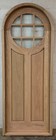 Custom Solid Oak Arched Entry Door Round Glass Window Handcrafted Rustic