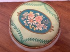 Vintage Glass Vanity Jar With Metal Floral Lid Powder Jar