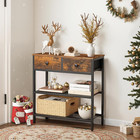 29 5  Narrow Console Table With 2 Fabric Drawers  Sofa Table  Small Entryway Tab