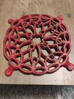Antique Red   Multi Colors Round Cast Iron 4 Paw Feet 6  Trivet Lantz Style Set 