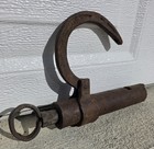Antique8 3 4  Hand Forged Screw Key Barrel Lock Padlock Cast Iron 1 3 4 Lb 