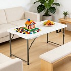 Folding Table Adjustable 4ft Plastic Table Picnic Camping W carry Handle White
